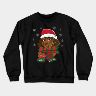 Beautiful African Black Girl Santa Crewneck Sweatshirt